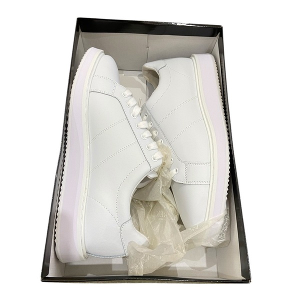 NWT Lauren Ralph Lauren Angeline white cow leather lace up platform sneakers 9.5 - Picture 8 of 14
